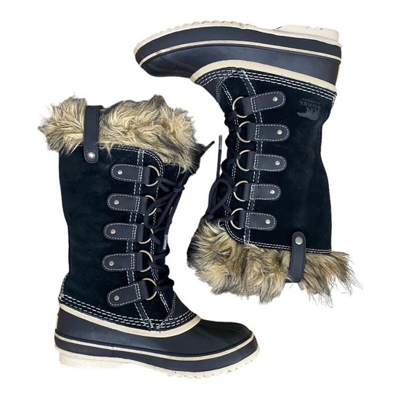 SOREL Joan of Arctic Black Suede Snow Boots with Faux Fur - Picture 7 of 11
